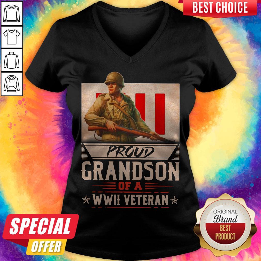 Proud Grandson Of A Wwii Veteran Shirt - Image 2
