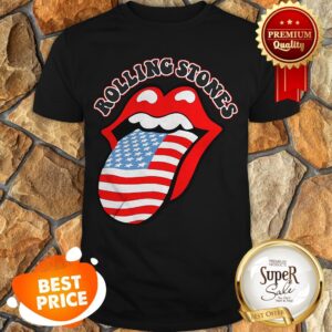 USA Tongue Rolling Stones American Flag Shirt