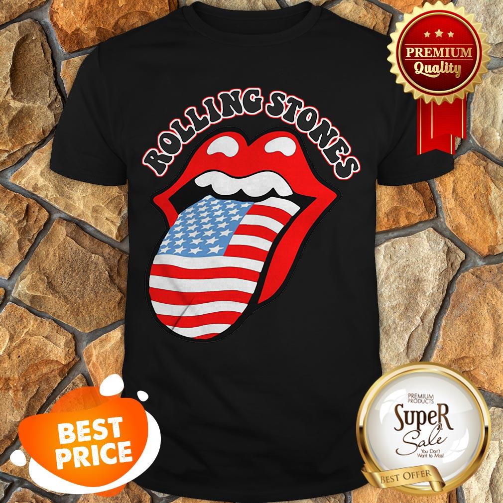 USA Tongue Rolling Stones American Flag Shirt