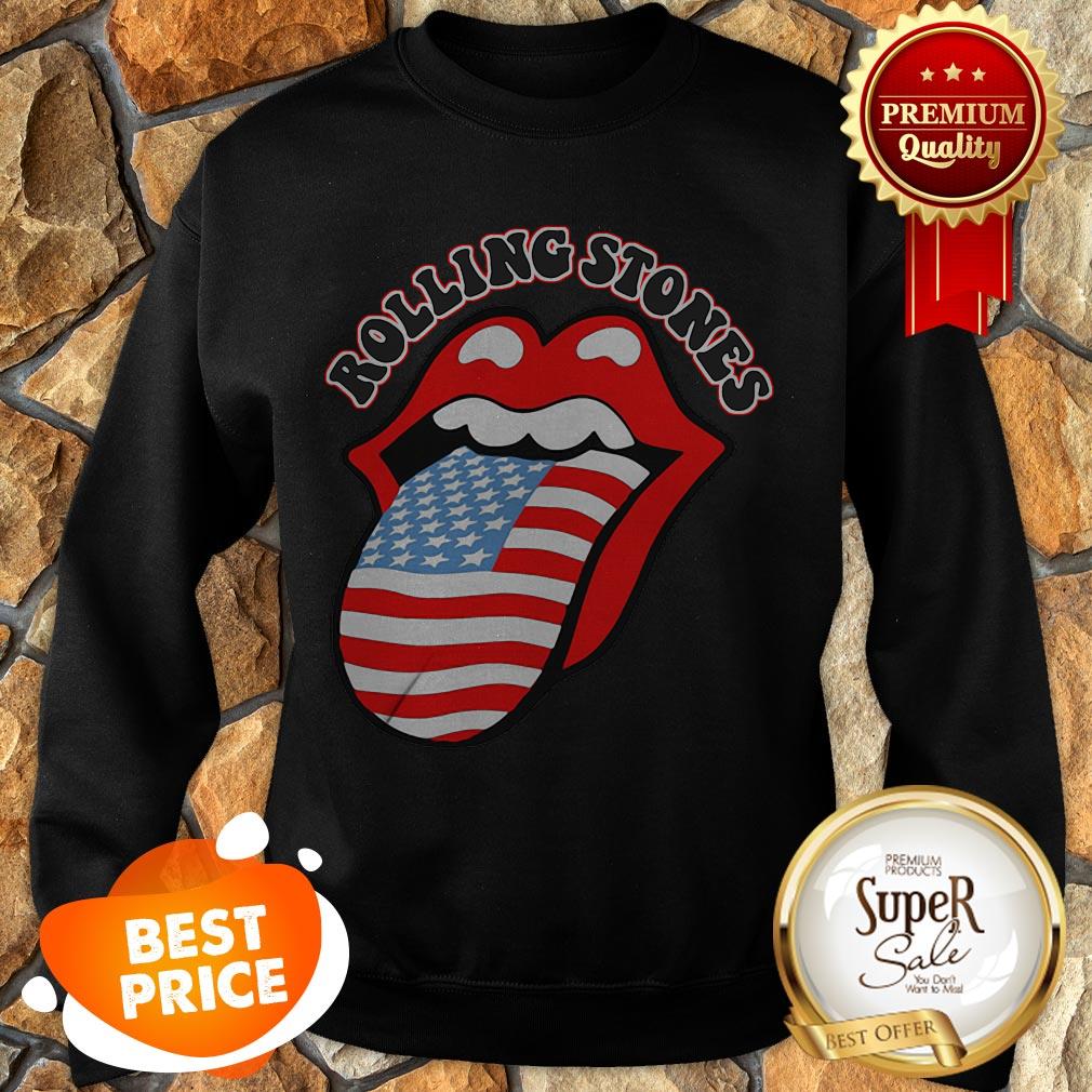 USA Tongue Rolling Stones American Flag Shirt - Image 5