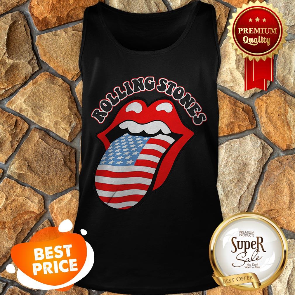 USA Tongue Rolling Stones American Flag Shirt - Image 3