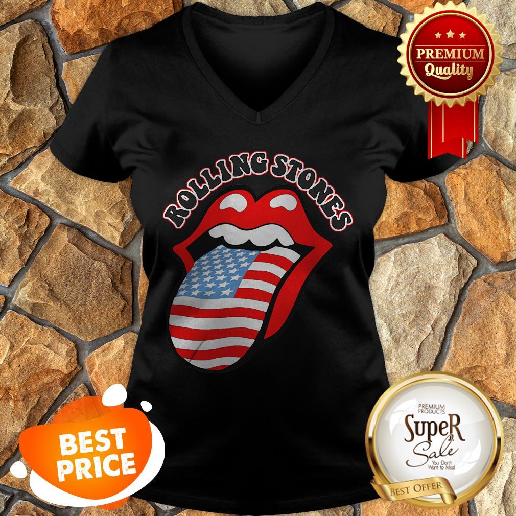 USA Tongue Rolling Stones American Flag Shirt - Image 2