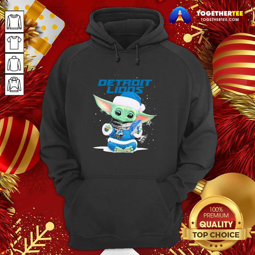 Cute Baby Yoda Play Rugby Detroit Lions Merry Christmas Shirt - Image 5