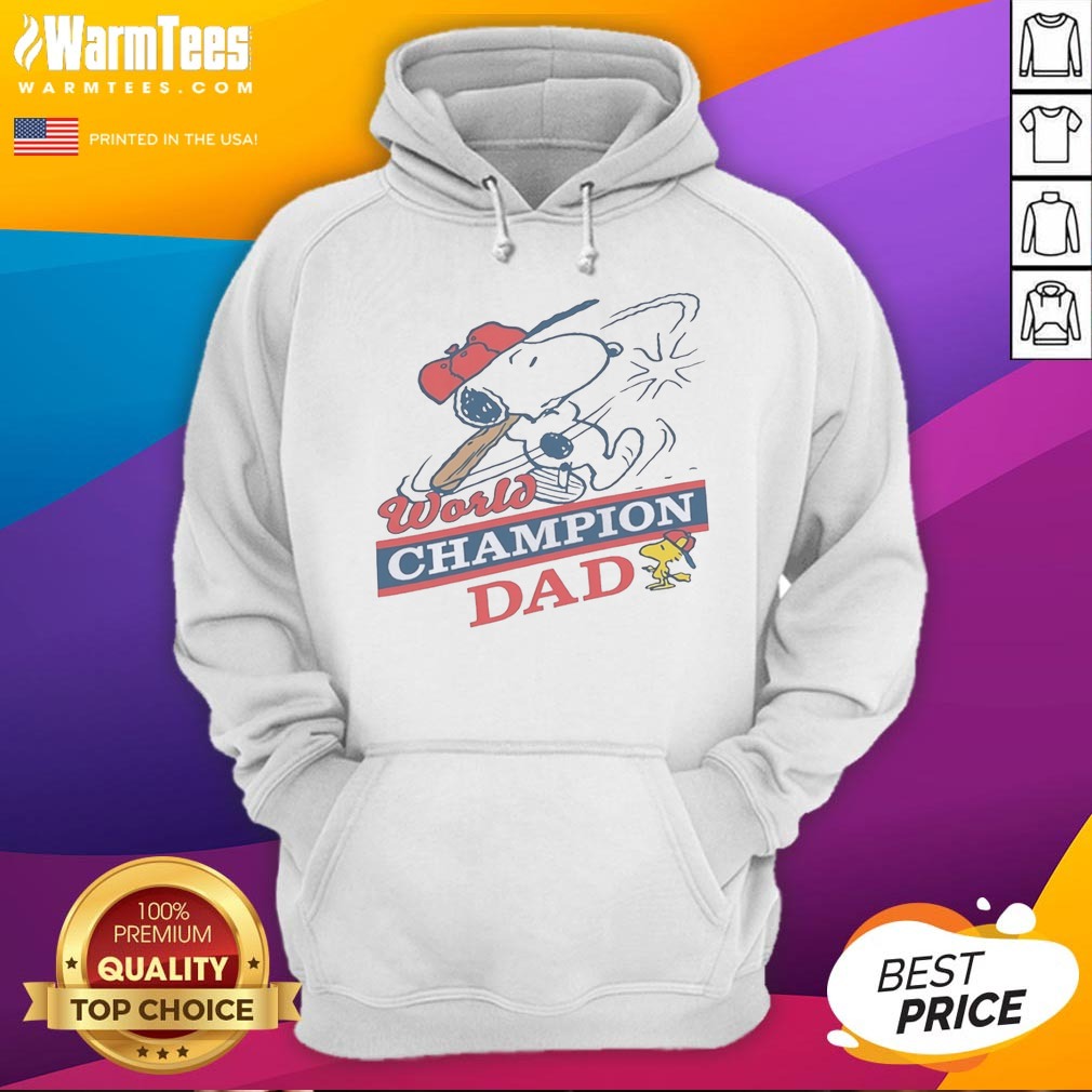 Pretty Snoopy Woodstock World Champion Dad Peanuts Baseball Shirt - Image 3