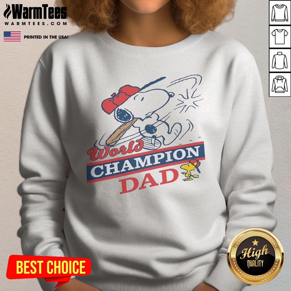 Pretty Snoopy Woodstock World Champion Dad Peanuts Baseball Shirt - Image 4