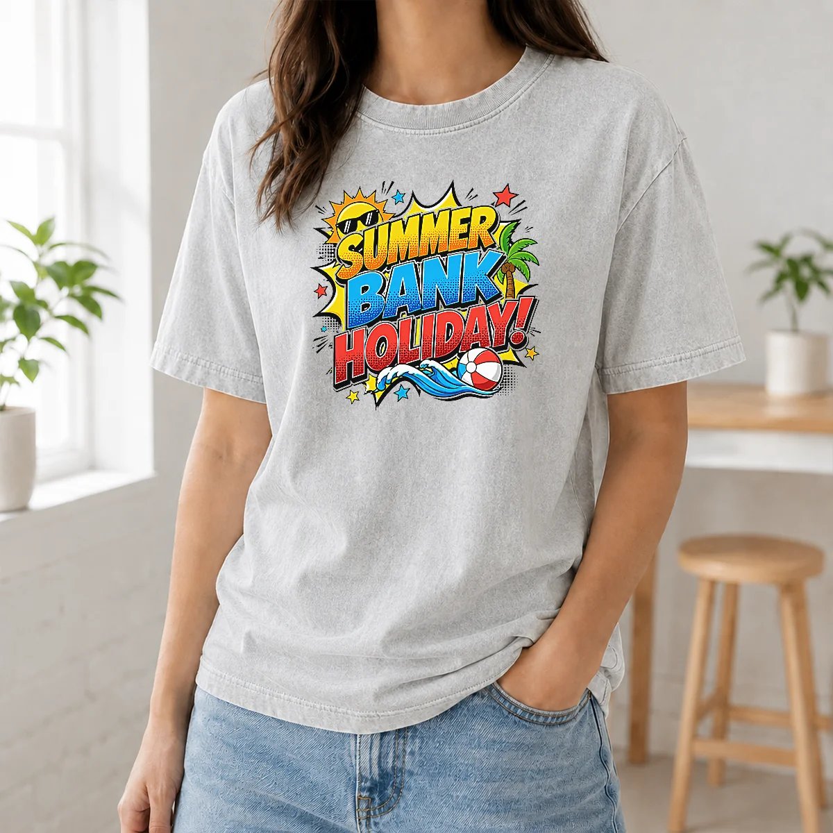 Pretty Pop Art Comic Summer Bank Holiday Beach Ball Wave Shirt - Image 8