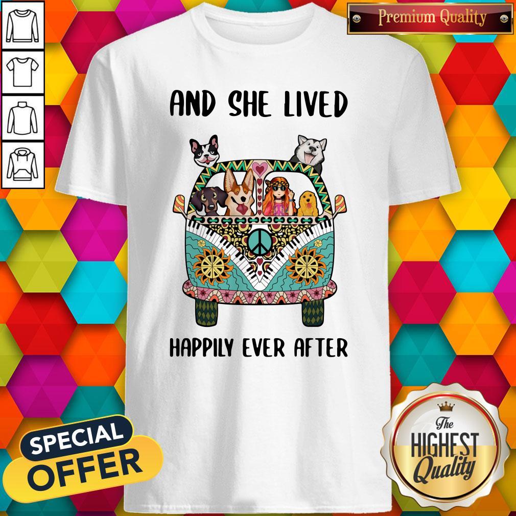 Nice And She Lived Happily Ever After Peace Bus Dogs Shirt