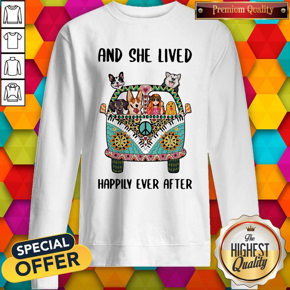 Nice And She Lived Happily Ever After Peace Bus Dogs Shirt - Image 4