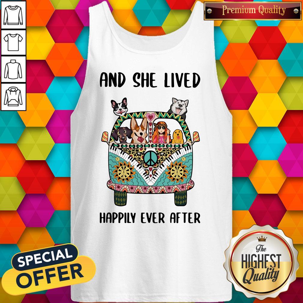 Nice And She Lived Happily Ever After Peace Bus Dogs Shirt - Image 3