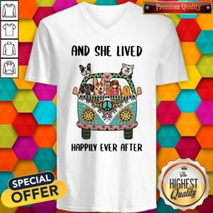 Alternative view of Nice And She Lived Happily Ever After Peace Bus Dogs Shirt