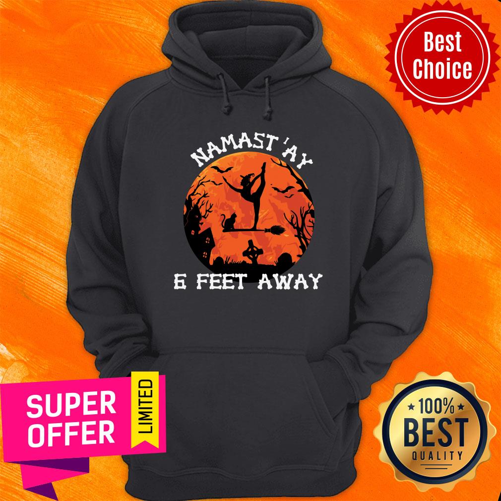 Namast'ay 6 Feet Away Witch Ballet In The Moon Halloween Shirt - Image 4