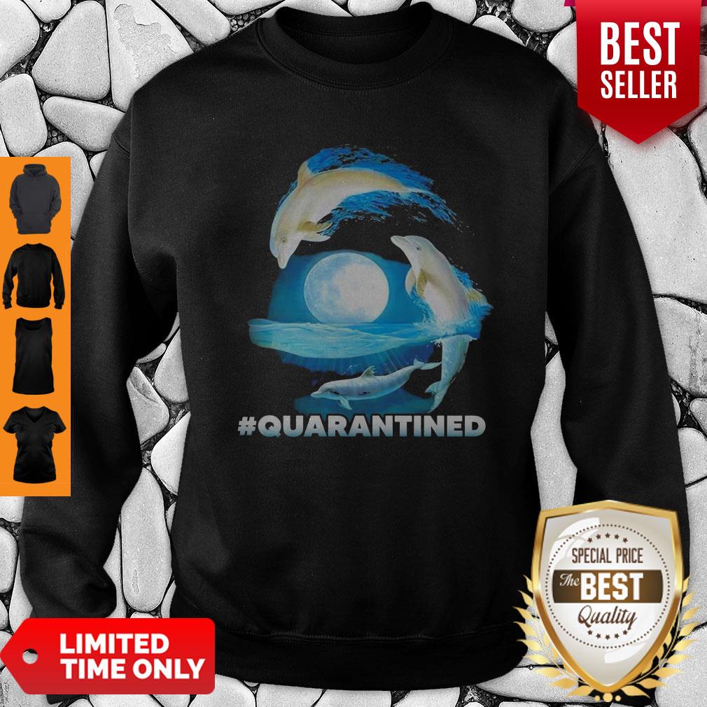 Pretty Dolphins #Quarantined Nautical Full Moon Bottlenose Coronavirus Shirt - Image 3
