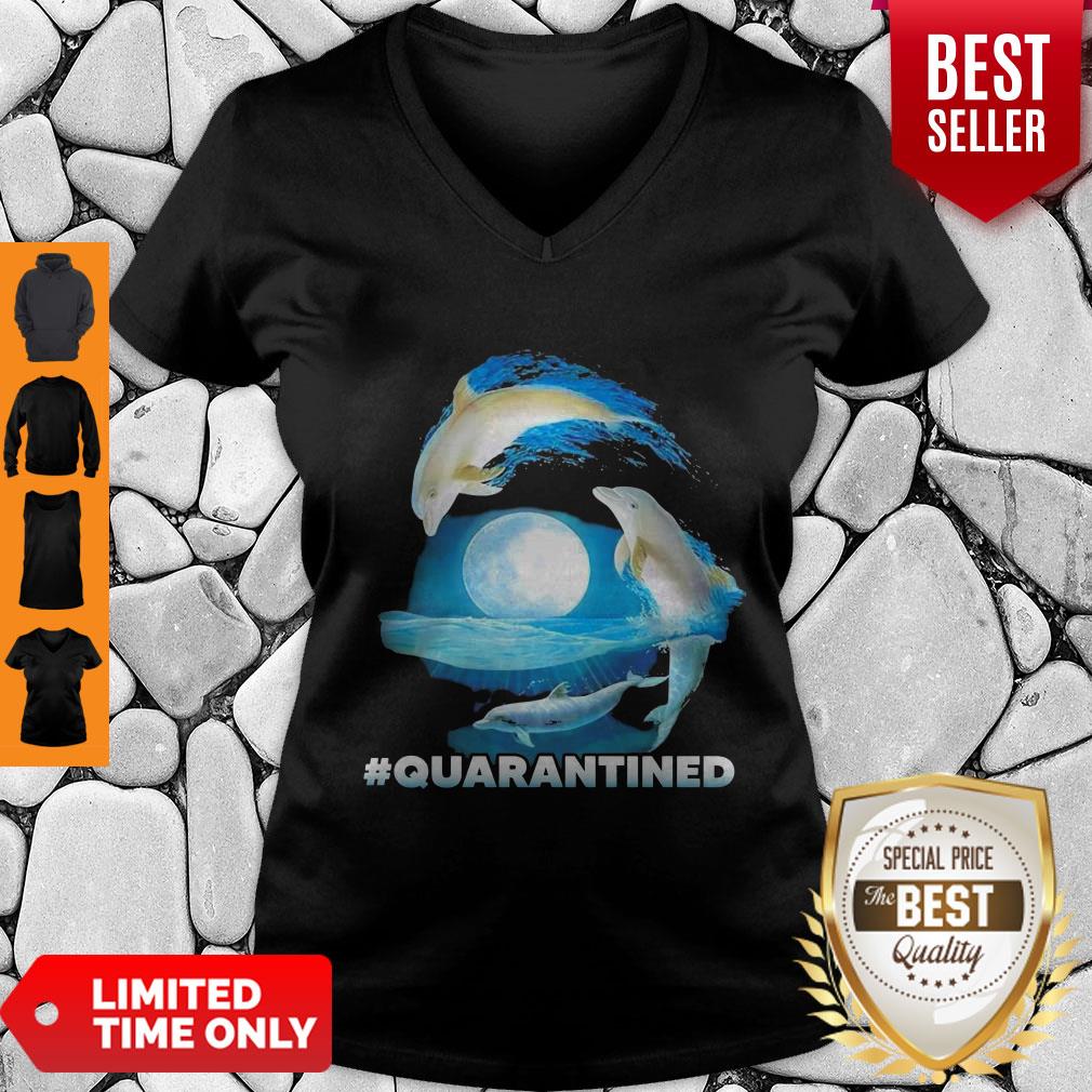 Pretty Dolphins #Quarantined Nautical Full Moon Bottlenose Coronavirus Shirt - Image 5
