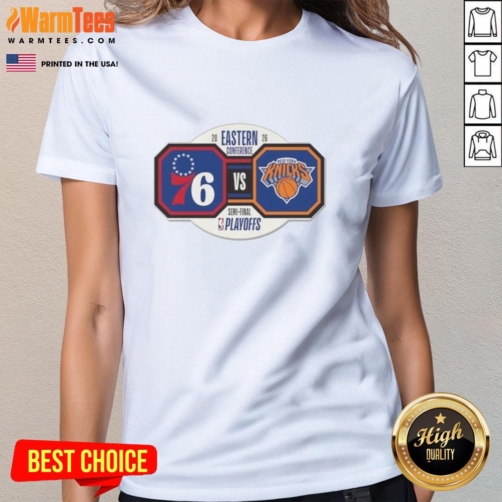 Nice New York Knicks NBA Playoffs 2026 Round 2 Match Up Eastern Conference T-Shirt - Image 3