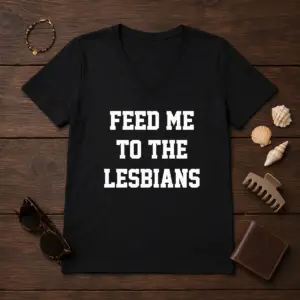 Alternative view of Awesome Feed Me To The Lesbians Lesbian Slogan Shirt