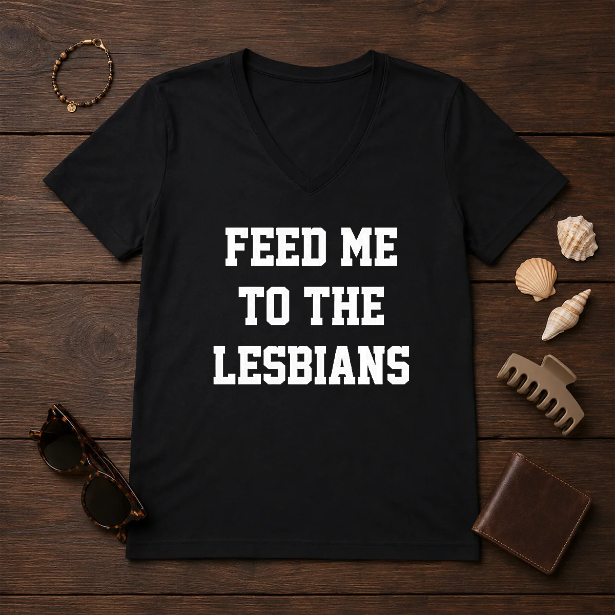 Awesome Feed Me To The Lesbians Lesbian Slogan Shirt - Image 2