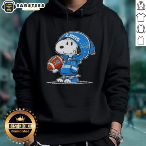 Alternative view of Good Peanuts Snoopy Wearing Hoodie Detroit Lions And Smiling At Fans T-Shirt