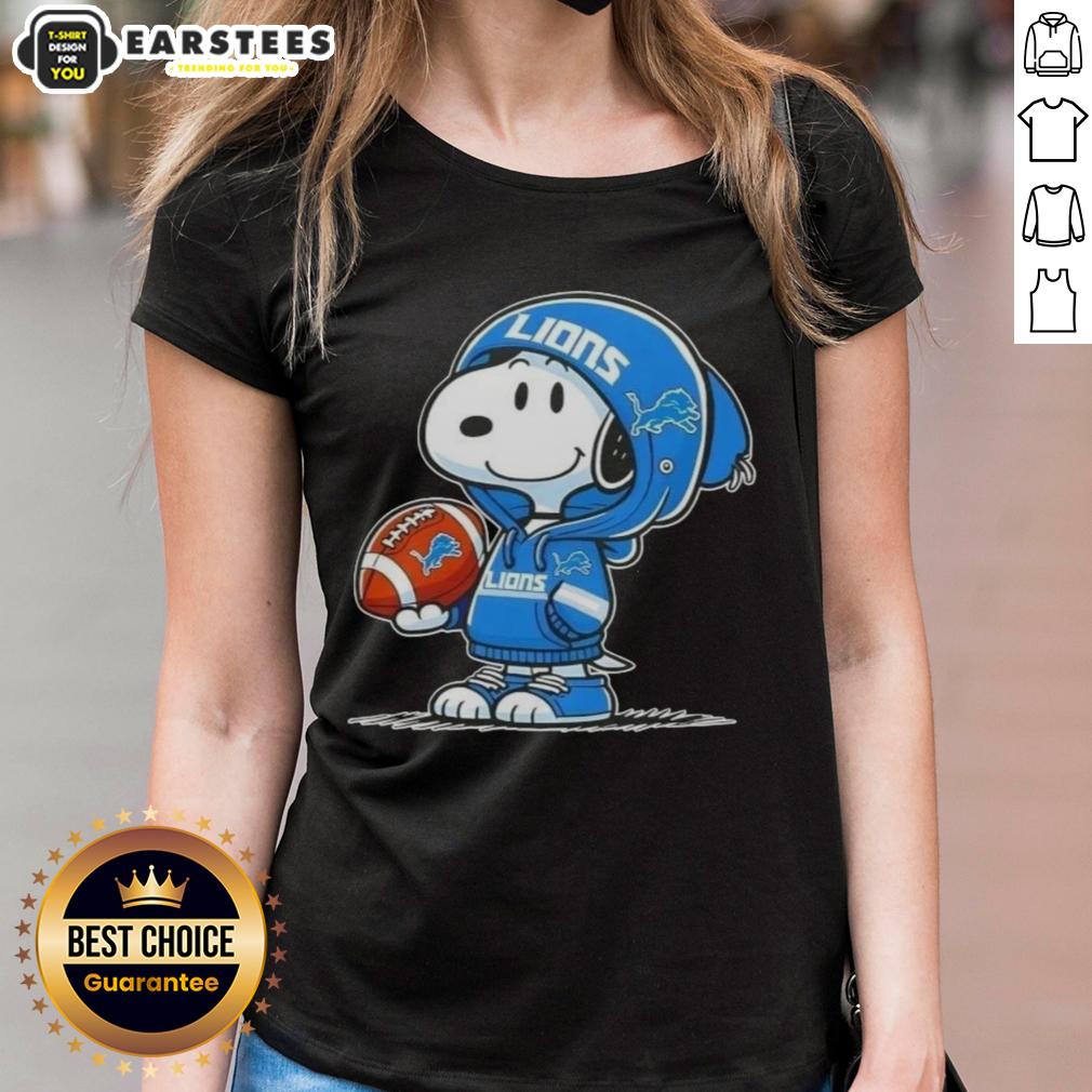 Good Peanuts Snoopy Wearing Hoodie Detroit Lions And Smiling At Fans T-Shirt - Image 3