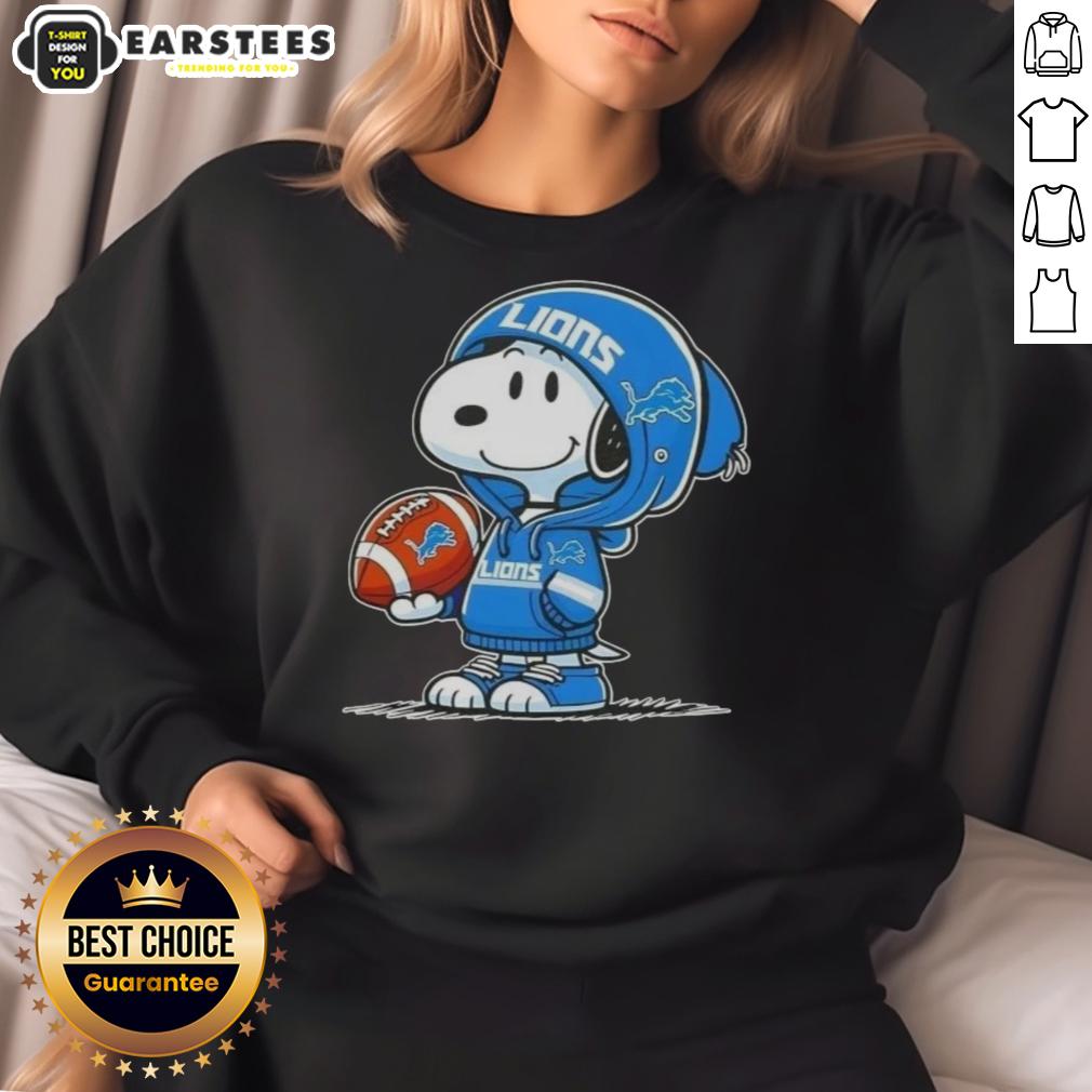 Good Peanuts Snoopy Wearing Hoodie Detroit Lions And Smiling At Fans T-Shirt - Image 5