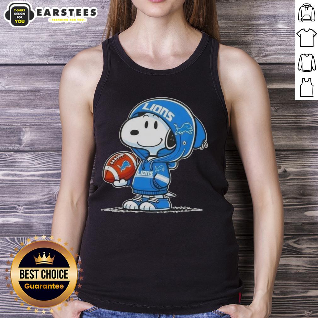 Good Peanuts Snoopy Wearing Hoodie Detroit Lions And Smiling At Fans T-Shirt - Image 4