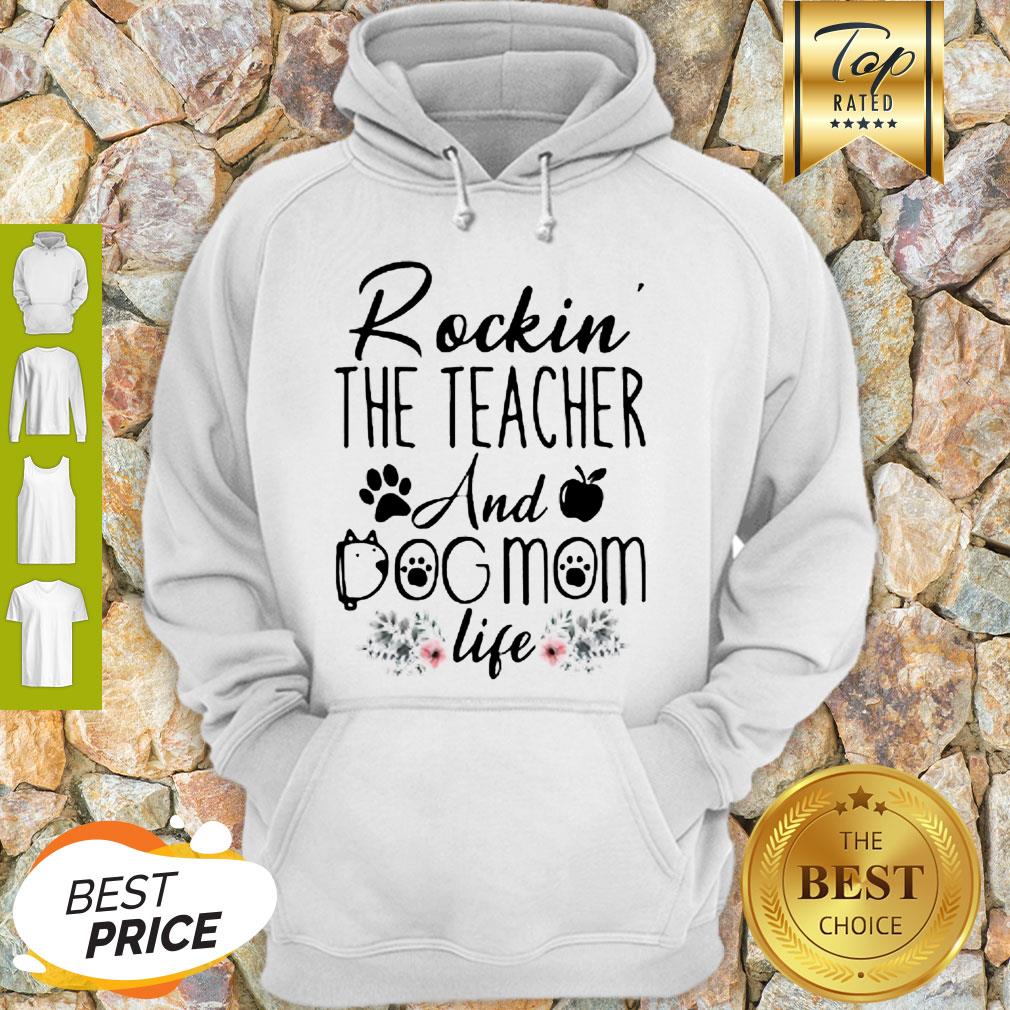 Good Rockin’ The Teacher And Dog Mom Life Flower Shirt - Image 2