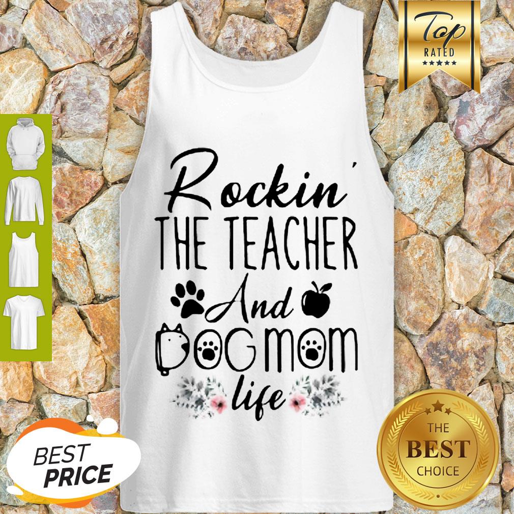 Good Rockin’ The Teacher And Dog Mom Life Flower Shirt - Image 4