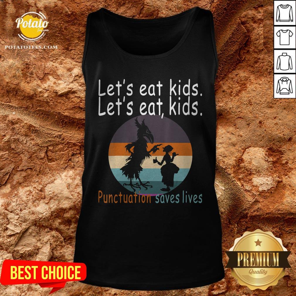 Lets Eat Kids Punctuation Saves Lives Teacher Halloween Vintage Retro Shirt - Image 3
