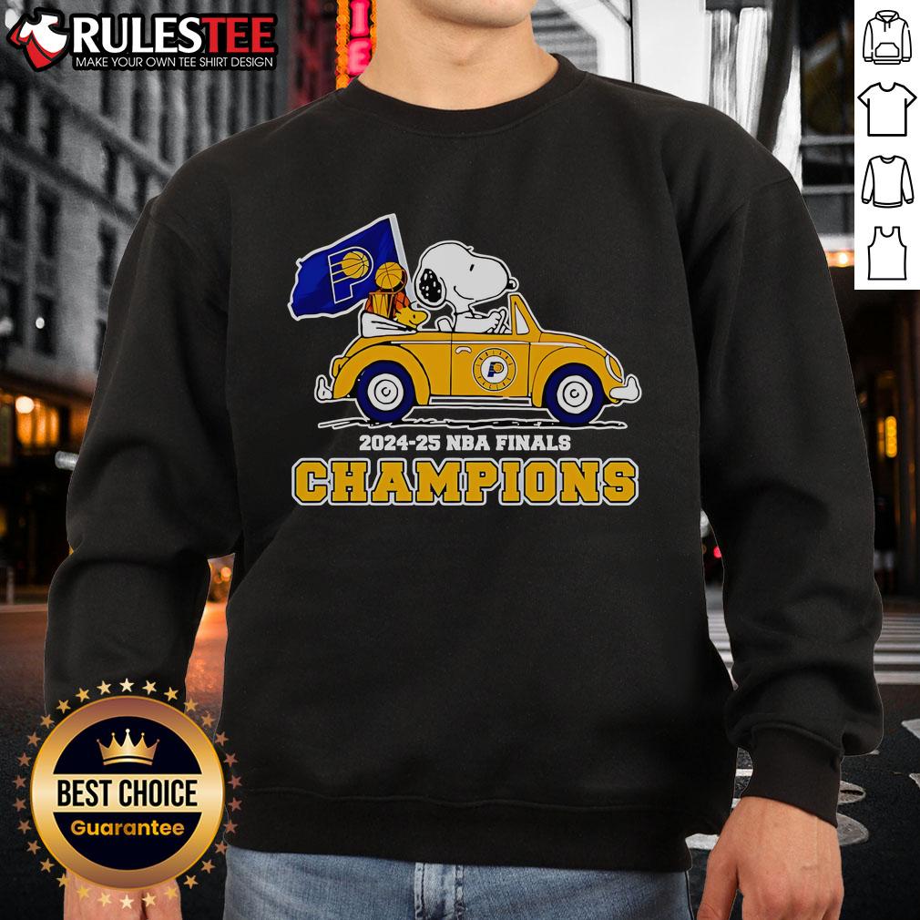 Awesome Snoopy And Woodstock Driving Car 2024-25 NBA Finals Champions Indiana Pacers T-Shirt - Image 5