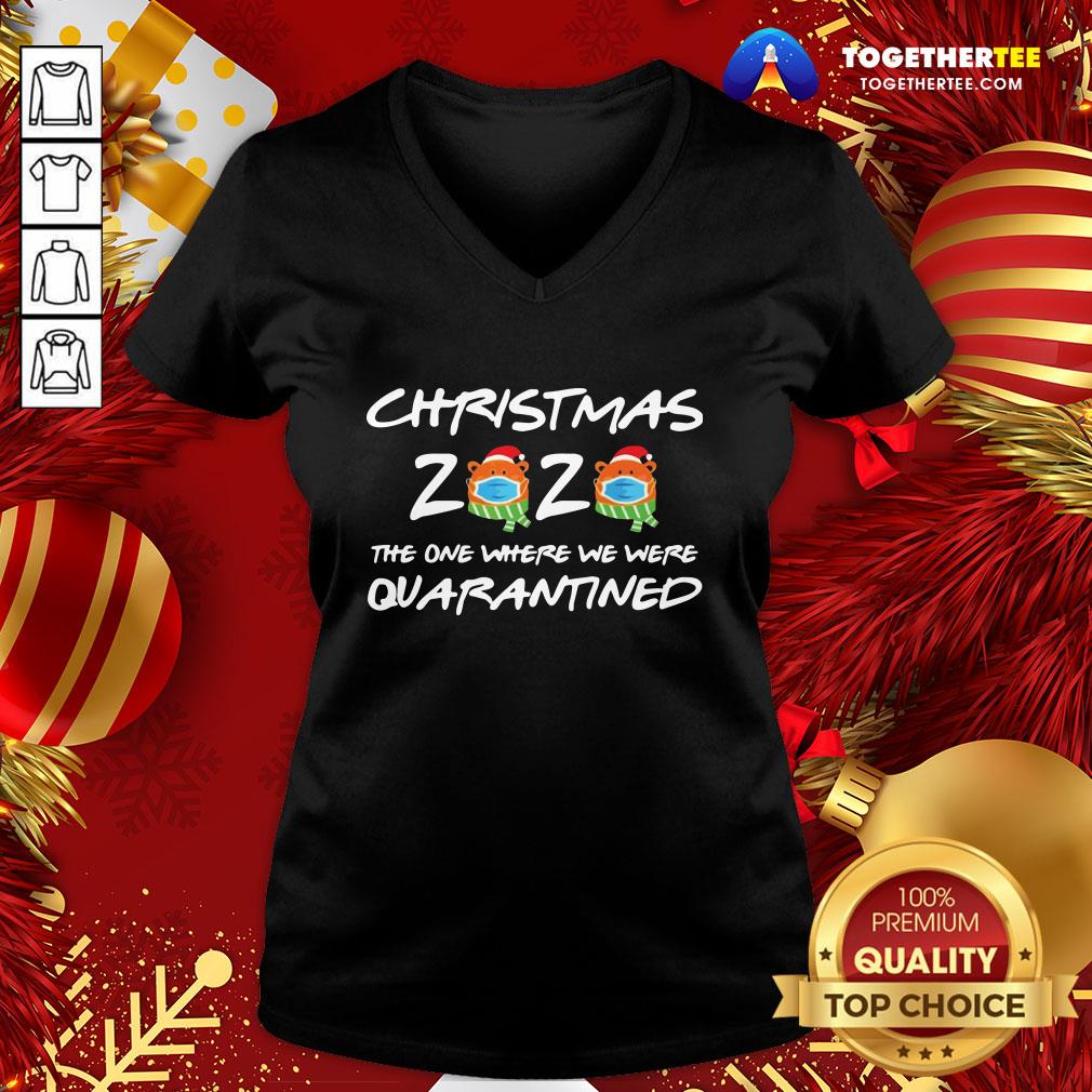 Nice 2020 Christmas Bear Wearing Face Mask Quarantined Shirt - Image 2