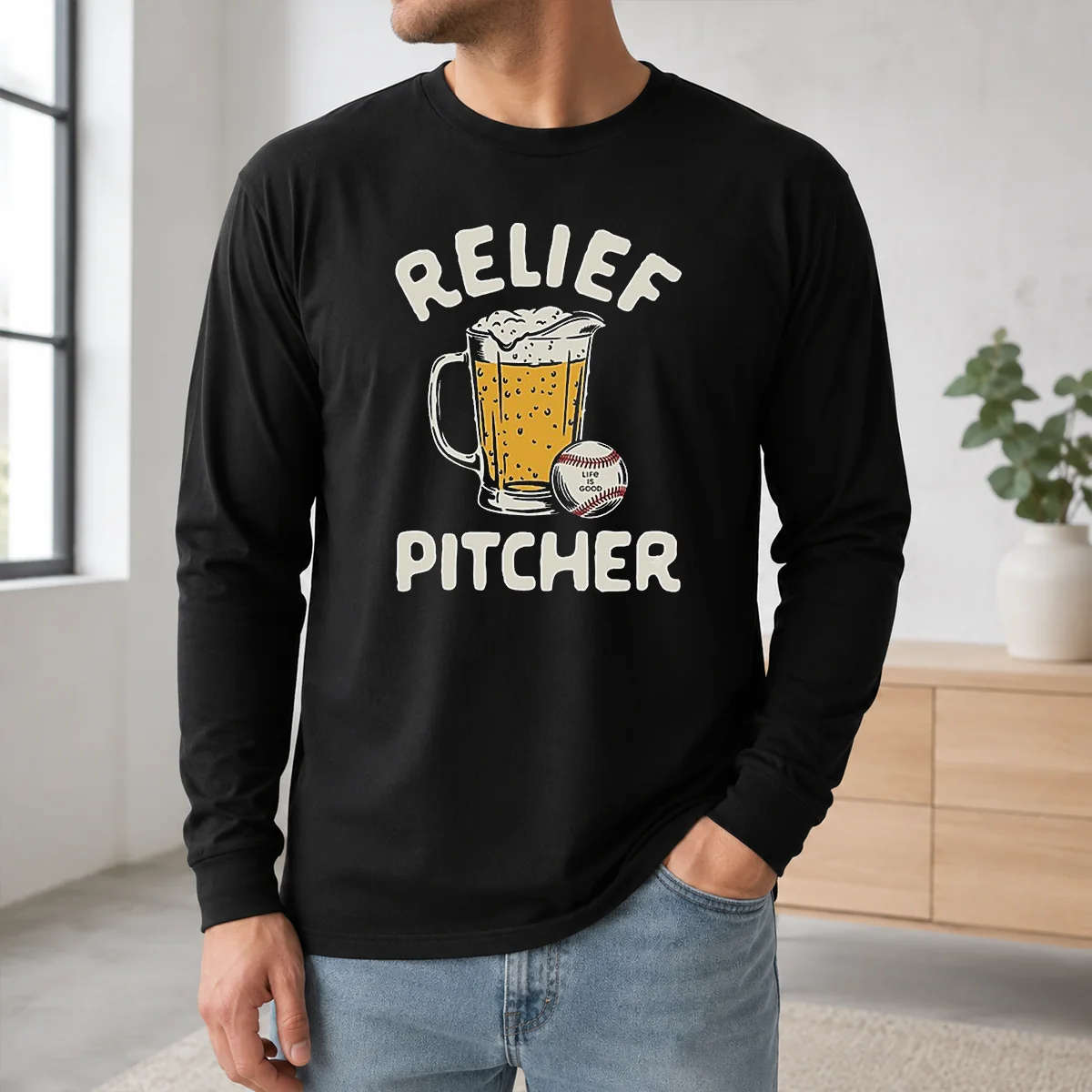 Official Relief Pitcher Beer Mug Baseball Shirt - Image 5