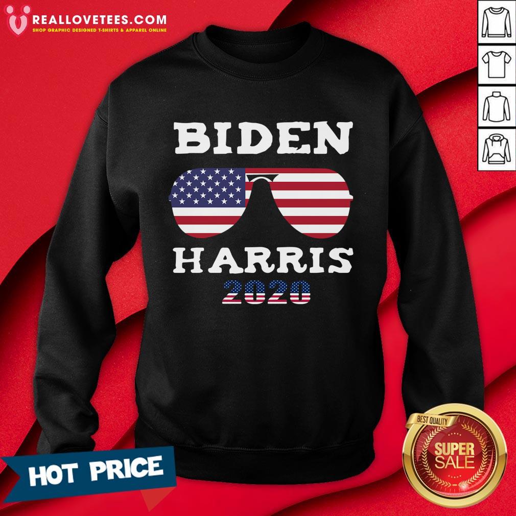 Top Biden Harris 46th 2020 American Flag Sunglasses Shirt - Image 3