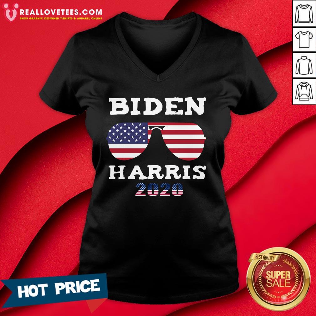 Top Biden Harris 46th 2020 American Flag Sunglasses Shirt - Image 5