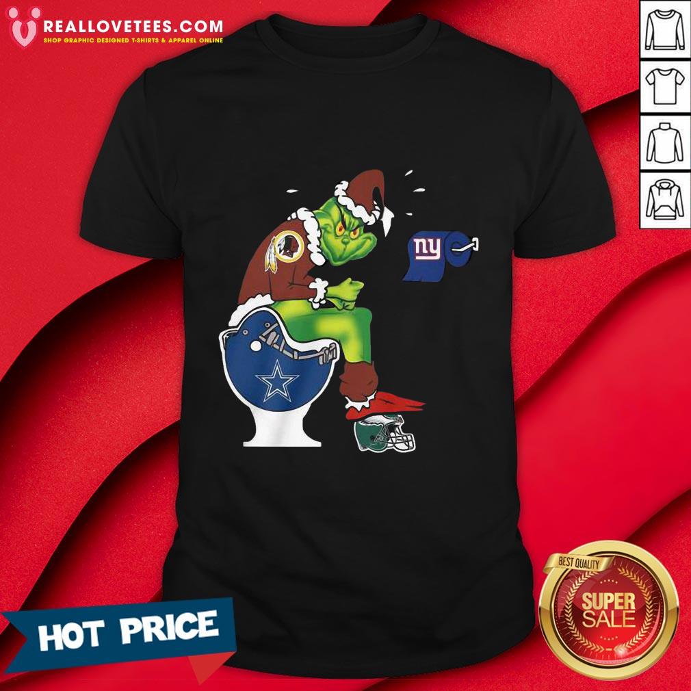 Vip The Grinch Washington Football Team Shit On Toilet Dallas Cowboys And Other Teams Christmas Shirt