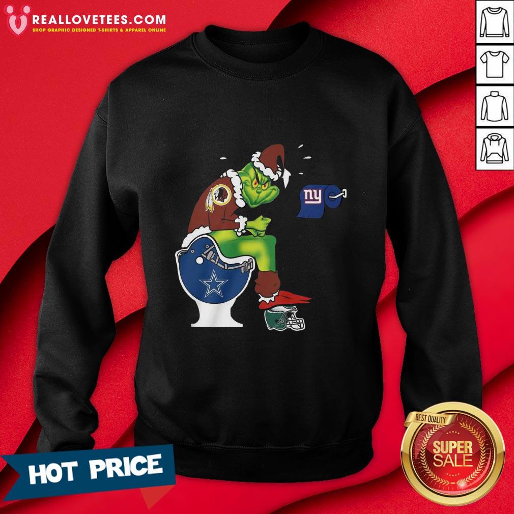 Vip The Grinch Washington Football Team Shit On Toilet Dallas Cowboys And Other Teams Christmas Shirt - Image 3