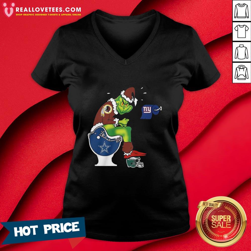 Vip The Grinch Washington Football Team Shit On Toilet Dallas Cowboys And Other Teams Christmas Shirt - Image 5