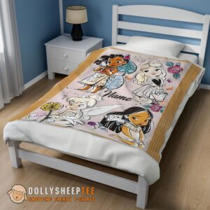 Alternative view of Perfect Disney Chibi Moana Alice Tinker Bell Pocahontas  Blanket Fleece Customized Blanket