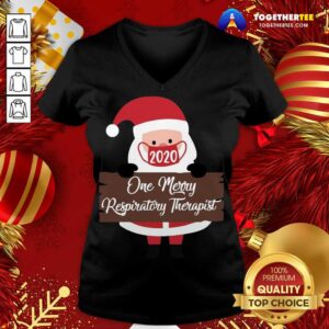 Alternative view of Good Santa Claus Face Mask 2020 One Merry Respiratory Therapist Christmas Shirt
