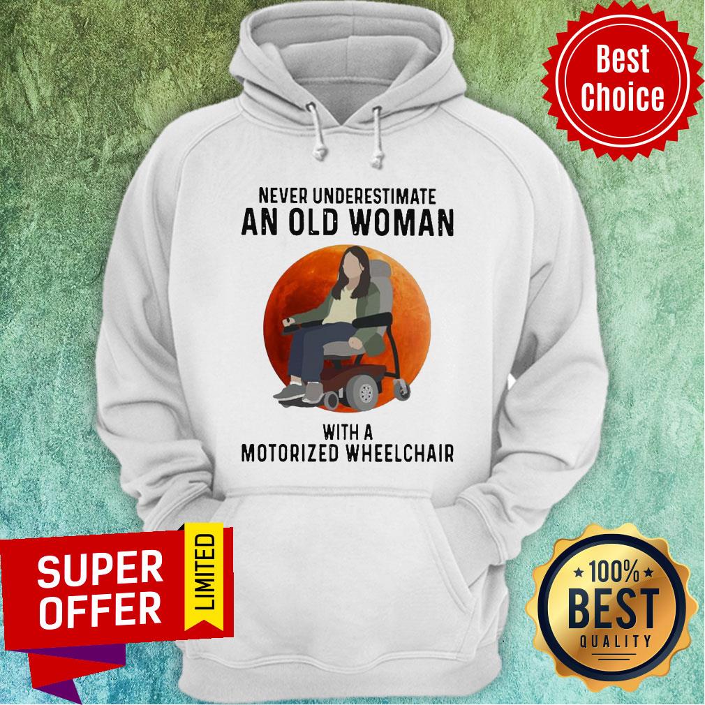 Official Never underestimate an old Woman With a Motorized Wheelchair Moon Shirt - Image 2