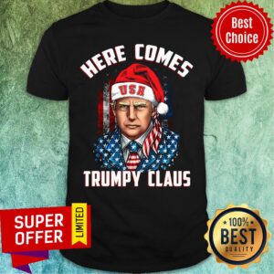 Premium Here Comes Trumpy Claus Republican Usa Flag Christmas Shirt