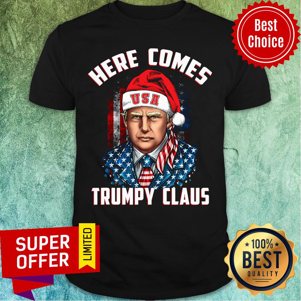 Premium Here Comes Trumpy Claus Republican Usa Flag Christmas Shirt
