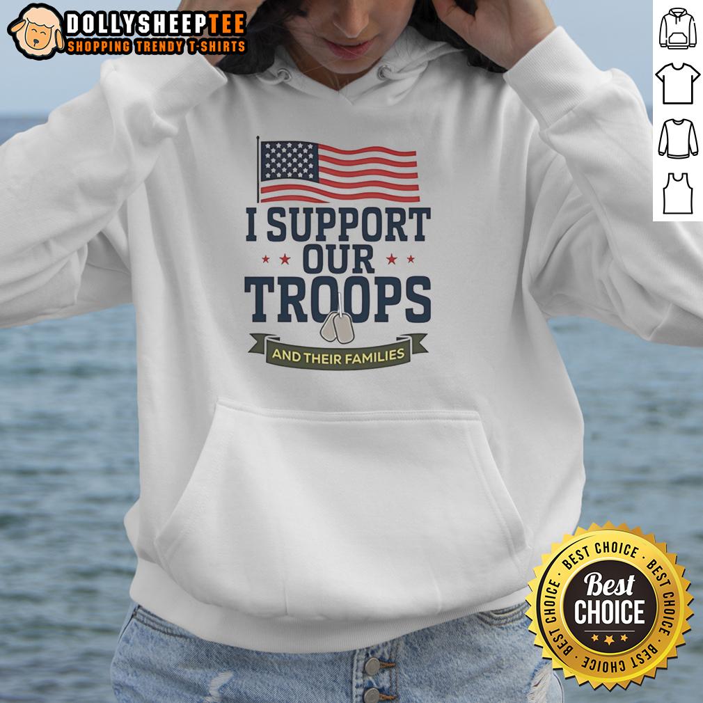 Awesome I Support Our Troops And Their Families American Flag T-Shirt - Image 2