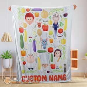 Official Top Pixar Ratatouille Chief Cute Chibi Character Vegetable Blanket Fleece Customized Blanket