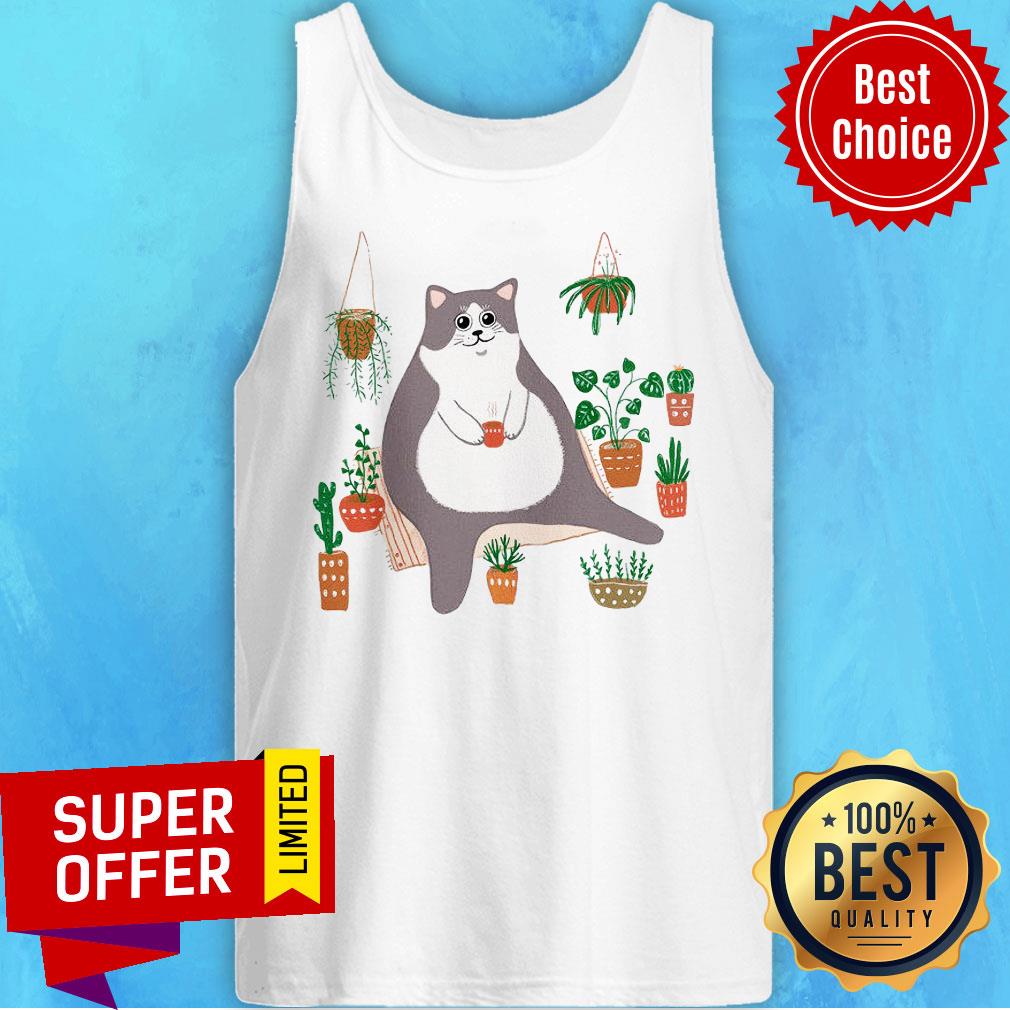 Funny Big Cat Fat Cat Flowerpot Shirt - Image 3