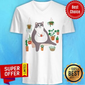 Alternative view of Funny Big Cat Fat Cat Flowerpot Shirt