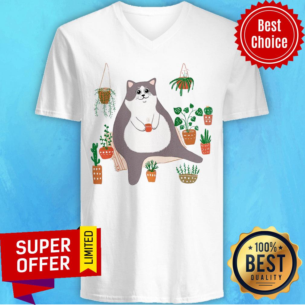 Funny Big Cat Fat Cat Flowerpot Shirt - Image 2