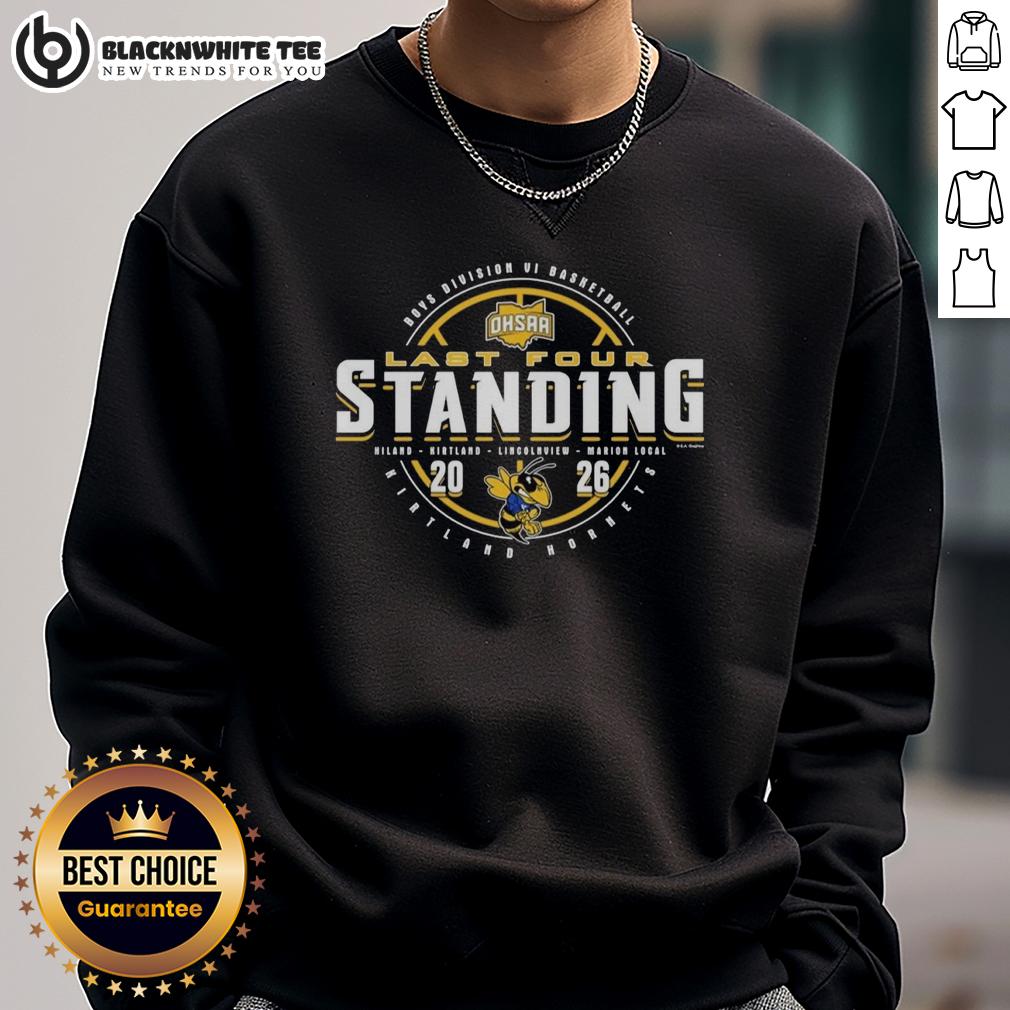 Top Kirtland Hornets 2026 OHSAA Boys Basketball Division 6 Last Four Standing T-Shirt - Image 5