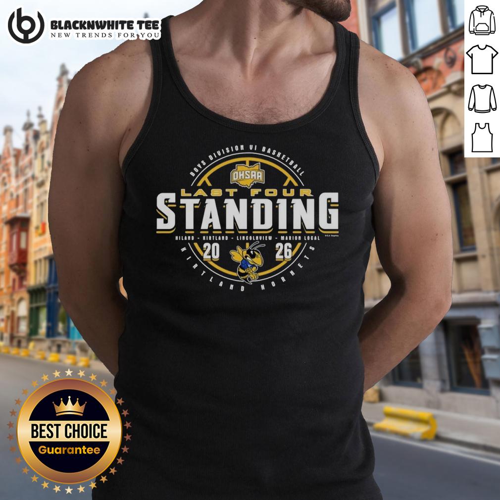 Top Kirtland Hornets 2026 OHSAA Boys Basketball Division 6 Last Four Standing T-Shirt - Image 4