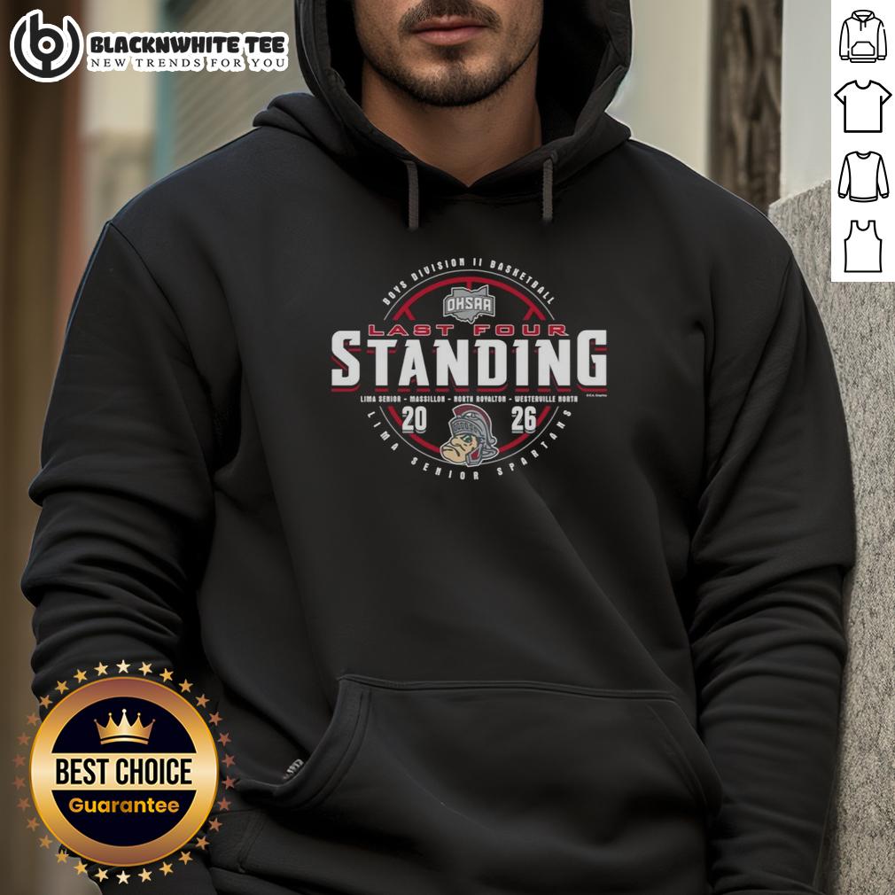 Top Lima Senior Spartans 2026 OHSAA Boys Basketball Division 2 Last Four Standing T-Shirt - Image 2