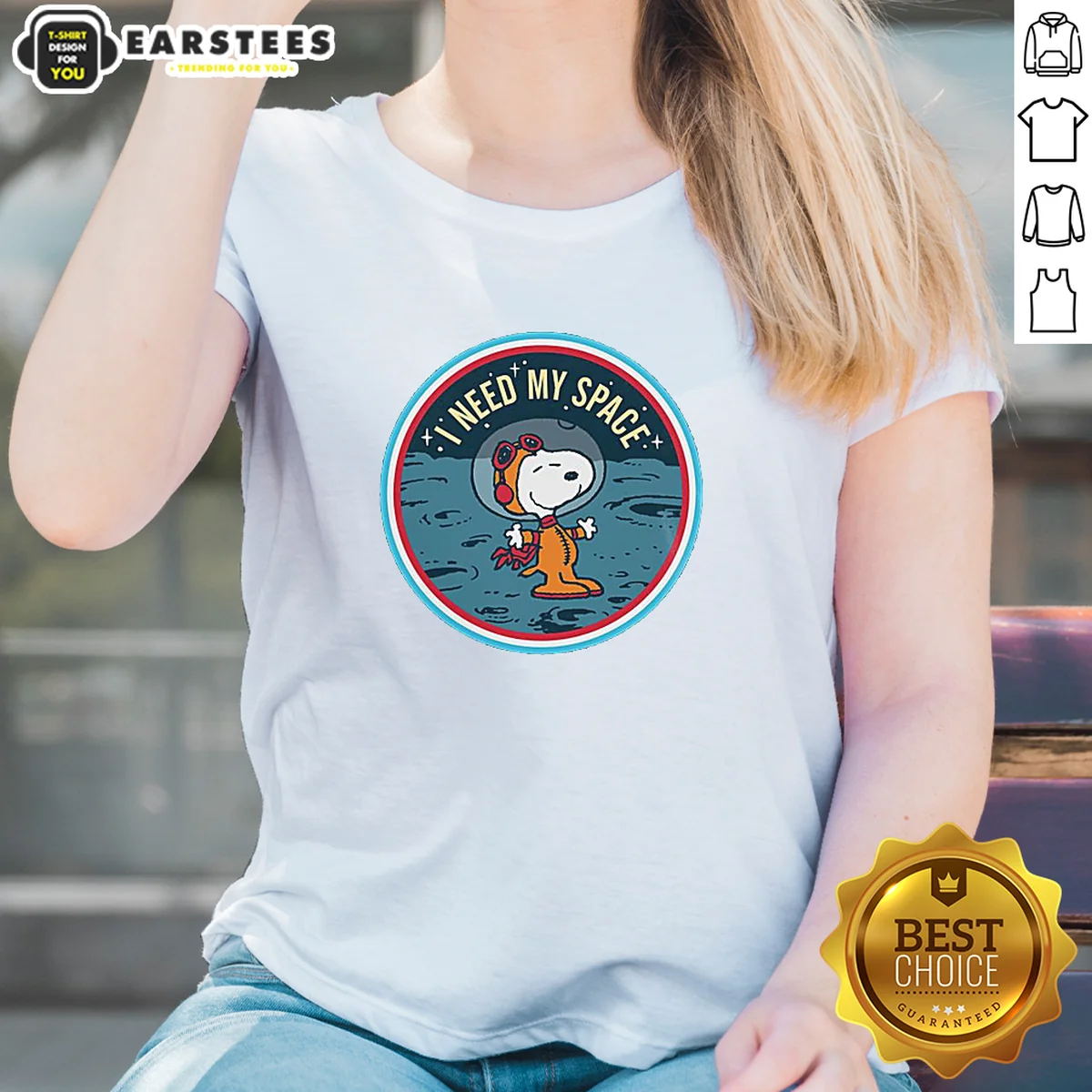 Pretty Peanuts Snoopy On The Moon I Need My Space Shirt - Image 2