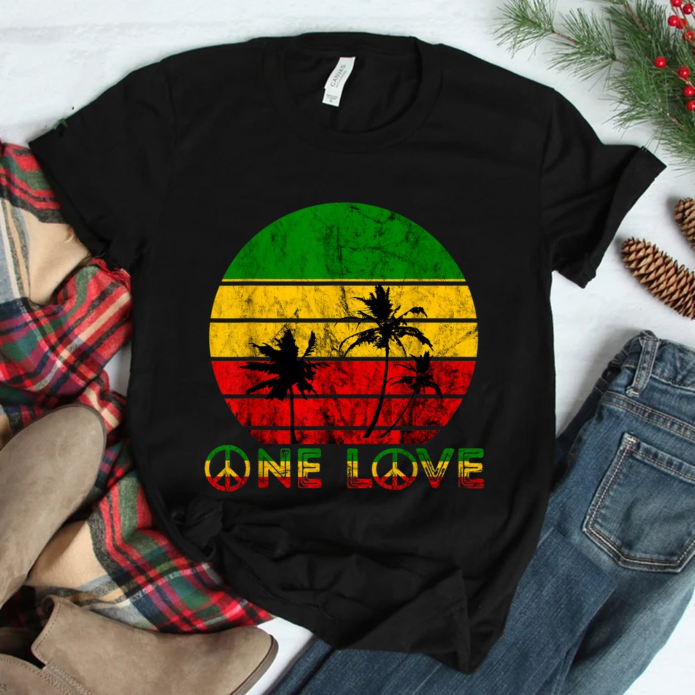 Rasta Reggae One Love Retro Vintage Sunset Shirt